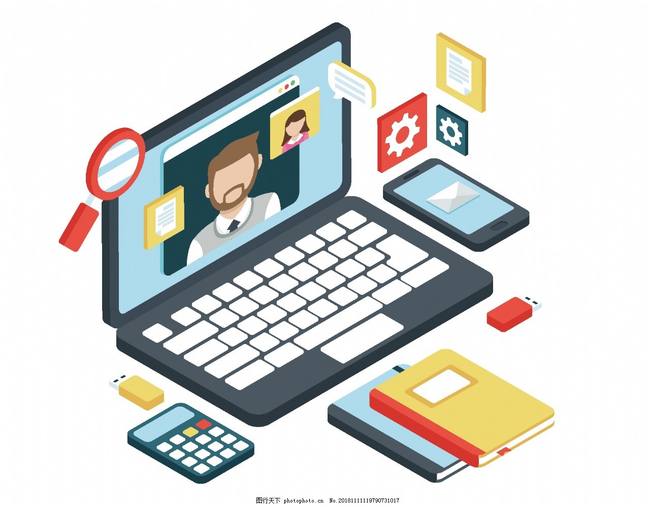 卡通電腦筆記本元素 計(jì)算機(jī)的創(chuàng)新設(shè)計(jì)趨勢(shì)